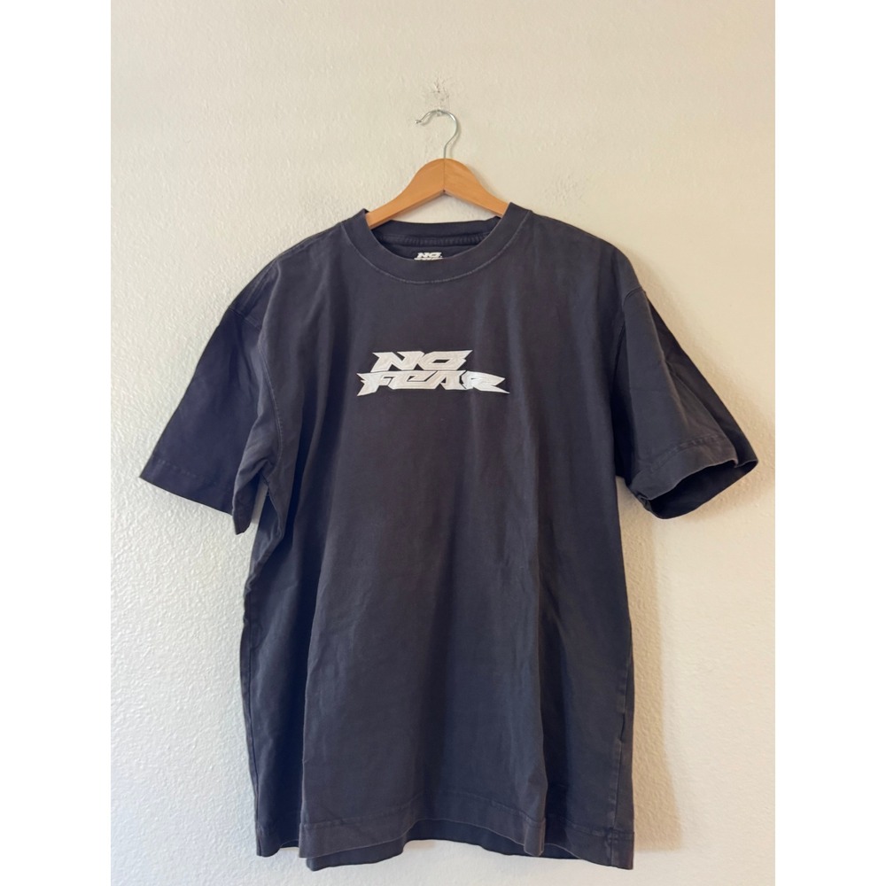 No Fear Heavyweight Boxy Fit Embroidered Logo Tee Shirt Size M Black Excellent